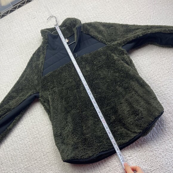 Lole Women's M Half-Zip Cozy Monkey / Sherpa Fleece Pullover Dark Green Camp - Picture 10 of 15